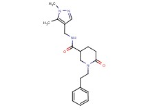 N-[(1,5-dimethyl-1H-pyrazol-4-yl)methyl]-6-oxo-1-(2-phenylethyl)-3-piperidinecarboxamide