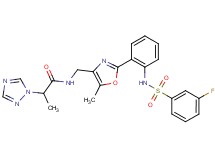 N-{[2-(2-{[(3-fluorophenyl)sulfonyl]amino}phenyl)-5-methyl-1,3-oxazol-4-yl]methyl}-2-(1H-1,2,4-triazol-1-yl)propanamide