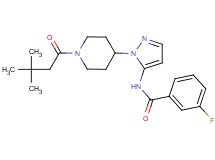 N-{1-[1-(3,3-dimethylbutanoyl)-4-piperidinyl]-1H-pyrazol-5-yl}-3-fluorobenzamide