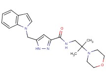 5-(1H-indol-1-ylmethyl)-N-[2-methyl-2-(4-morpholinyl)propyl]-1H-pyrazole-3-carboxamide