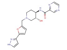 N-((3R*,4R*)-3-hydroxy-1-{[5-(1H-pyrazol-3-yl)-2-furyl]methyl}piperidin-4-yl)pyrazine-2-carboxamide