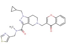 1-(cyclopropylmethyl)-N-methyl-5-[(4-oxo-4H-chromen-3-yl)methyl]-N-(1,3-thiazol-4-ylmethyl)-4,5,6,7-tetrahydro-1H-pyrazolo[4,3-c]pyridine-3-carboxamide
