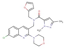 N-{[7-chloro-2-(4-morpholinyl)-3-quinolinyl]methyl}-N-(2-furylmethyl)-1,3-dimethyl-1H-pyrazole-5-carboxamide