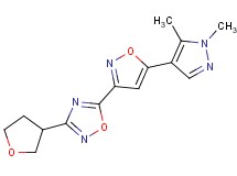 5-[5-(1,5-dimethyl-1H-pyrazol-4-yl)isoxazol-3-yl]-3-(tetrahydrofuran-3-yl)-1,2,4-oxadiazole
