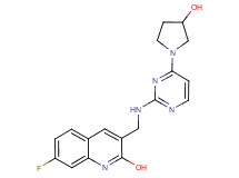 7-fluoro-3-({[4-(3-hydroxy-1-pyrrolidinyl)-2-pyrimidinyl]amino}methyl)-2-quinolinol