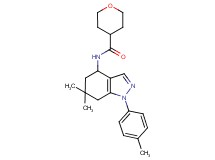 N-[6,6-dimethyl-1-(4-methylphenyl)-4,5,6,7-tetrahydro-1H-indazol-4-yl]tetrahydro-2H-pyran-4-carboxamide