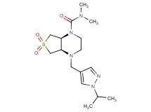 (4aR*,7aS*)-4-[(1-isopropyl-1H-pyrazol-4-yl)methyl]-N,N-dimethylhexahydrothieno[3,4-b]pyrazine-1(2H)-carboxamide 6,6-dioxide