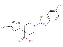 1-(6-methyl-1,3-benzothiazol-2-yl)-4-(4-methyl-1H-pyrazol-1-yl)piperidine-4-carboxylic acid