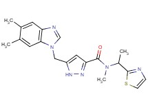 5-[(5,6-dimethyl-1H-benzimidazol-1-yl)methyl]-N-methyl-N-[1-(1,3-thiazol-2-yl)ethyl]-1H-pyrazole-3-carboxamide