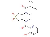 2-{[(4aS*,7aR*)-4-isobutyryl-6,6-dioxidohexahydrothieno[3,4-b]pyrazin-1(2H)-yl]carbonyl}-3-pyridinol