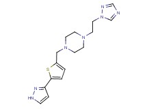 1-{[5-(1H-pyrazol-3-yl)-2-thienyl]methyl}-4-[2-(1H-1,2,4-triazol-1-yl)ethyl]piperazine