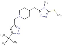 1-[(5-tert-butyl-1H-pyrazol-3-yl)methyl]-4-{[4-methyl-5-(methylthio)-4H-1,2,4-triazol-3-yl]methyl}piperidine