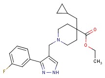 ethyl 4-(cyclopropylmethyl)-1-{[3-(3-fluorophenyl)-1H-pyrazol-4-yl]methyl}-4-piperidinecarboxylate
