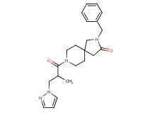 2-benzyl-8-[2-methyl-3-(1H-pyrazol-1-yl)propanoyl]-2,8-diazaspiro[4.5]decan-3-one