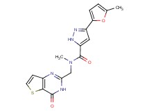 N-methyl-3-(5-methyl-2-furyl)-N-[(4-oxo-3,4-dihydrothieno[3,2-d]pyrimidin-2-yl)methyl]-1H-pyrazole-5-carboxamide