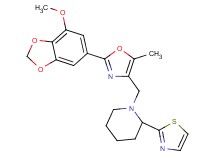 1-{[2-(7-methoxy-1,3-benzodioxol-5-yl)-5-methyl-1,3-oxazol-4-yl]methyl}-2-(1,3-thiazol-2-yl)piperidine