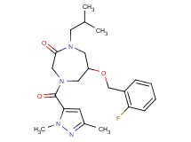 4-[(1,3-dimethyl-1H-pyrazol-5-yl)carbonyl]-6-[(2-fluorobenzyl)oxy]-1-isobutyl-1,4-diazepan-2-one