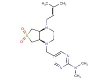 N,N-dimethyl-5-{[(4aS*,7aR*)-4-(3-methyl-2-buten-1-yl)-6,6-dioxidohexahydrothieno[3,4-b]pyrazin-1(2H)-yl]methyl}-2-pyrimidinamine