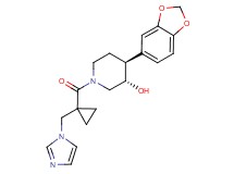 (3S*,4S*)-4-(1,3-benzodioxol-5-yl)-1-{[1-(1H-imidazol-1-ylmethyl)cyclopropyl]carbonyl}piperidin-3-ol