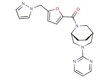 (1S*,5R*)-6-[5-(1H-pyrazol-1-ylmethyl)-2-furoyl]-3-(2-pyrimidinyl)-3,6-diazabicyclo[3.2.2]nonane