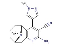 (5R*,9S*)-2-amino-11-methyl-4-(1-methyl-1H-pyrazol-4-yl)-5,6,7,8,9,10-hexahydro-5,9-epiminocycloocta[b]pyridine-3-carbonitrile