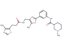 1-methyl-N-{3-[5-methyl-4-({[3-(4-methyl-1,3-thiazol-5-yl)propanoyl]amino}methyl)-1,3-oxazol-2-yl]phenyl}-3-piperidinecarboxamide