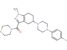 5-[4-(4-fluorophenyl)-1-piperazinyl]-1-methyl-3-(4-thiomorpholinylcarbonyl)-4,5,6,7-tetrahydro-1H-indazole
