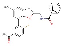 (1R*,2S*,4R*)-N-{[7-(5-acetyl-2-fluorophenyl)-5-methyl-2,3-dihydro-1-benzofuran-2-yl]methyl}bicyclo[2.2.1]hept-5-ene-2-carboxamide