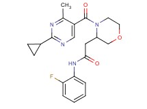 2-{4-[(2-cyclopropyl-4-methyl-5-pyrimidinyl)carbonyl]-3-morpholinyl}-N-(2-fluorophenyl)acetamide