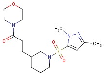 4-(3-{1-[(1,3-dimethyl-1H-pyrazol-5-yl)sulfonyl]piperidin-3-yl}propanoyl)morpholine