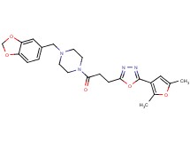 1-(1,3-benzodioxol-5-ylmethyl)-4-{3-[5-(2,5-dimethyl-3-furyl)-1,3,4-oxadiazol-2-yl]propanoyl}piperazine
