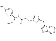 3-[5-(1H-indol-3-ylmethyl)-1,3,4-oxadiazol-2-yl]-N-[1-(4-methylphenyl)propyl]propanamide