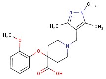 4-(2-methoxyphenoxy)-1-[(1,3,5-trimethyl-1H-pyrazol-4-yl)methyl]piperidine-4-carboxylic acid