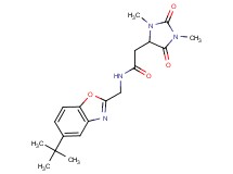 N-[(5-tert-butyl-1,3-benzoxazol-2-yl)methyl]-2-(1,3-dimethyl-2,5-dioxoimidazolidin-4-yl)acetamide
