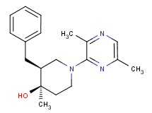 (3S*,4R*)-3-benzyl-1-(3,6-dimethyl-2-pyrazinyl)-4-methyl-4-piperidinol
