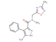 5-amino-N-methyl-N-[(3-methyl-1,2,4-oxadiazol-5-yl)methyl]-4-phenyl-1H-pyrazole-3-carboxamide