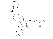 5-[1-(1-cyclohexen-1-ylcarbonyl)-4-piperidinyl]-3-[3-(dimethylamino)propyl]-5-(3-fluorobenzyl)-2,4-imidazolidinedione