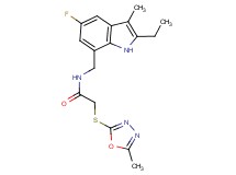 N-[(2-ethyl-5-fluoro-3-methyl-1H-indol-7-yl)methyl]-2-[(5-methyl-1,3,4-oxadiazol-2-yl)thio]acetamide