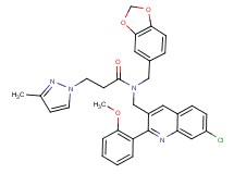 N-(1,3-benzodioxol-5-ylmethyl)-N-{[7-chloro-2-(2-methoxyphenyl)-3-quinolinyl]methyl}-3-(3-methyl-1H-pyrazol-1-yl)propanamide