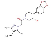 (3S*,4S*)-4-(1,3-benzodioxol-5-yl)-1-[(4-ethyl-3,5-dimethyl-1H-pyrazol-1-yl)acetyl]piperidin-3-ol