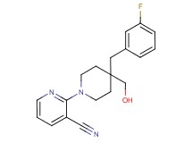 2-[4-(3-fluorobenzyl)-4-(hydroxymethyl)piperidin-1-yl]nicotinonitrile