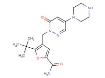 5-tert-butyl-4-{[6-oxo-4-(1-piperazinyl)-1(6H)-pyridazinyl]methyl}-2-furamide hydrochloride