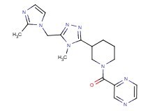 2-[(3-{4-methyl-5-[(2-methyl-1H-imidazol-1-yl)methyl]-4H-1,2,4-triazol-3-yl}piperidin-1-yl)carbonyl]pyrazine