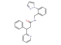 3-phenyl-N-[2-(1H-pyrazol-1-yl)benzyl]-3-pyridin-2-ylpropanamide