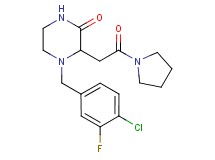 4-(4-chloro-3-fluorobenzyl)-3-[2-oxo-2-(1-pyrrolidinyl)ethyl]-2-piperazinone