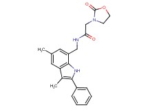 N-[(3,5-dimethyl-2-phenyl-1H-indol-7-yl)methyl]-2-(2-oxo-1,3-oxazolidin-3-yl)acetamide