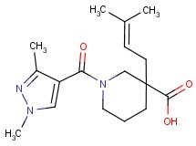 1-[(1,3-dimethyl-1H-pyrazol-4-yl)carbonyl]-3-(3-methyl-2-buten-1-yl)-3-piperidinecarboxylic acid