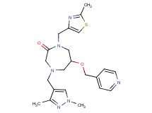 4-[(1,3-dimethyl-1H-pyrazol-4-yl)methyl]-1-[(2-methyl-1,3-thiazol-4-yl)methyl]-6-(4-pyridinylmethoxy)-1,4-diazepan-2-one