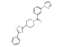4-(3-phenyl-1,2,4-oxadiazol-5-yl)-1-[3-(1H-pyrazol-1-yl)benzoyl]piperidine
