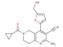 2-amino-6-(cyclopropylcarbonyl)-4-[5-(hydroxymethyl)-2-furyl]-5,6,7,8-tetrahydro-1,6-naphthyridine-3-carbonitrile